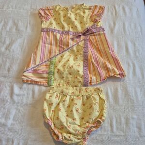 Hanna Andersson girls size 80 or 18-24 months yellow multi floral dress VGUC